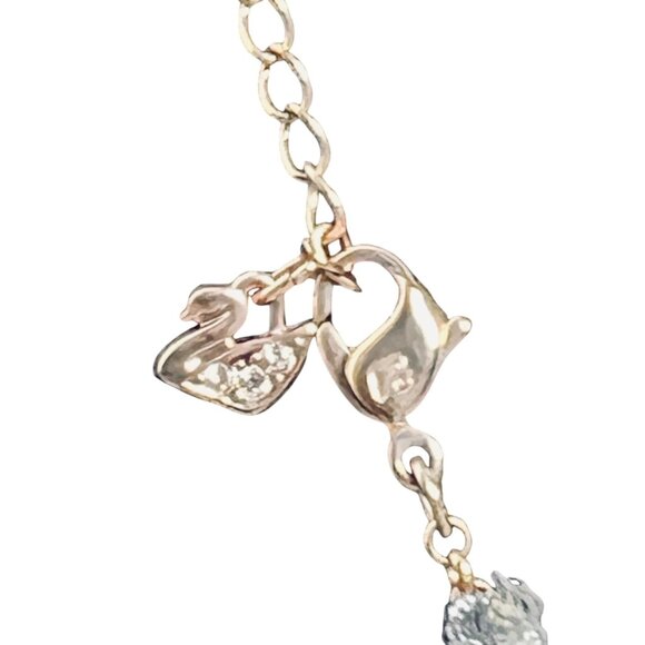 Swarovski Rose Gold Tone Rolo Chain Necklace With Crystal Exact Pendant (6007) - Picture 6 of 7